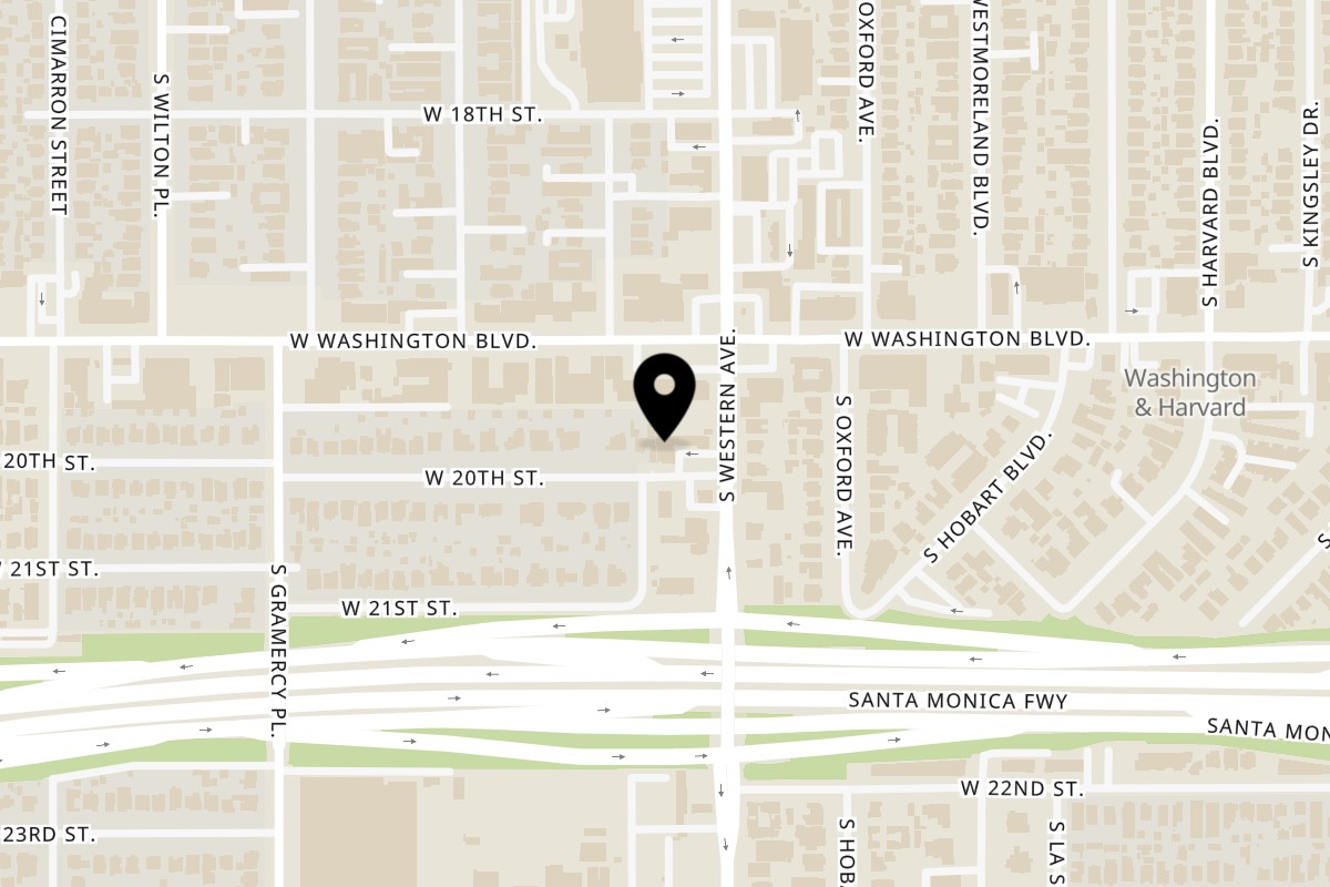 Map showing the location of Sabor Nicaragüense Restaurant on 1927 S Western Ave #1 in Los Angeles